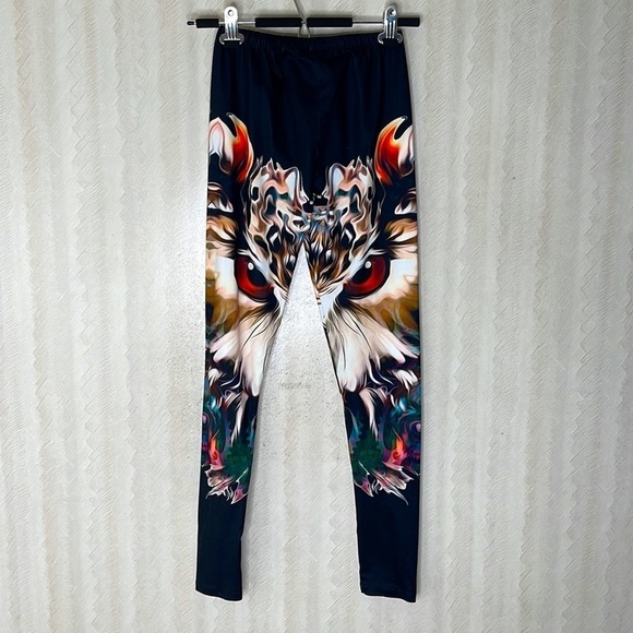 ❤️ DENIMAXX Black King Owl Leggings Size XS - Picture 5 of 7
